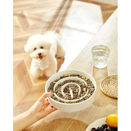 Anti-Sling Dog Bowl, Ceramic Slinging Bowl, Raised Ceramic Slow Feeder for Dogs, Slow Feeding for Medium/Large Dogs, Diameter 21 cm, 1000 ml, Dark Grey Anti-Sling Dog Bowl, Ceramic Slinging Bowl, Raised Ceramic Slow Feeder for Dogs, Slow Feeding for Medium/Large Dogs, Diameter 21 cm, 1000 ml, Dark Grey