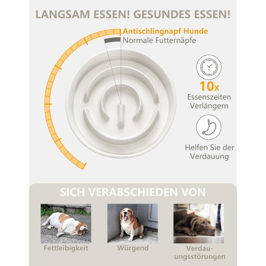 Anti-Sling Dog Bowl, Ceramic Slinging Bowl, Raised Ceramic Slow Feeder for Dogs, Slow Feeding for Medium/Large Dogs, Diameter 21 cm, 1000 ml, Dark Grey Anti-Sling Dog Bowl, Ceramic Slinging Bowl, Raised Ceramic Slow Feeder for Dogs, Slow Feeding for Medium/Large Dogs, Diameter 21 cm, 1000 ml, Dark Grey
