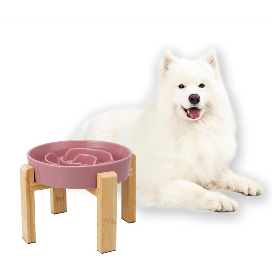 Anti-Slinging Bowl Dog Ceramic Dog Bowl Raised - Anti Sling Bowl Dog with Non-Slip Bamboo Stand - Feeding Bowl Dog for Medium and Large Dogs - Feeding Bowl Dog Slow Eating - Grey - 22.5 cm Anti-Slinging Bowl Dog Ceramic Dog Bowl Raised - Anti Sling Bowl Dog with Non-Slip Bamboo Stand - Feeding Bowl Dog for Medium and Large Dogs - Feeding Bowl Dog Slow Eating - Grey - 22.5 cm