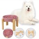 Anti-Slinging Bowl Dog Ceramic Dog Bowl Raised - Anti Sling Bowl Dog with Non-Slip Bamboo Stand - Feeding Bowl Dog for Medium and Large Dogs - Feeding Bowl Dog Slow Eating - Grey - 22.5 cm