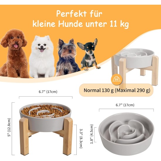 Anti-Slinging Bowl Dog Ceramic Dog Bowl Raised - Anti Sling Bowl Dog with Non-Slip Bamboo Stand - Feeding Bowl Dog for Medium and Large Dogs - Feeding Bowl Dog Slow Eating - Grey - 22.5 cm Anti-Slinging Bowl Dog Ceramic Dog Bowl Raised - Anti Sling Bowl Dog with Non-Slip Bamboo Stand - Feeding Bowl Dog for Medium and Large Dogs - Feeding Bowl Dog Slow Eating - Grey - 22.5 cm