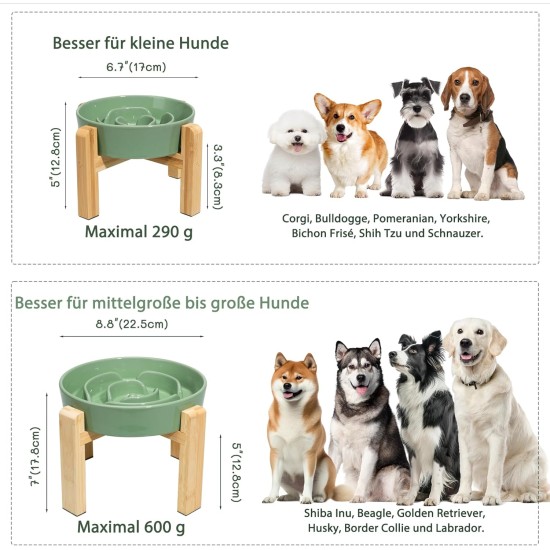 Anti-Slinging Bowl Dog Ceramic Dog Bowl Raised - Anti Sling Bowl Dog with Non-Slip Bamboo Stand - Feeding Bowl Dog for Medium and Large Dogs - Feeding Bowl Dog Slow Eating - Grey - 22.5 cm Anti-Slinging Bowl Dog Ceramic Dog Bowl Raised - Anti Sling Bowl Dog with Non-Slip Bamboo Stand - Feeding Bowl Dog for Medium and Large Dogs - Feeding Bowl Dog Slow Eating - Grey - 22.5 cm