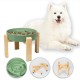 Anti-Slinging Bowl Dog Ceramic Dog Bowl Raised - Anti Sling Bowl Dog with Non-Slip Bamboo Stand - Feeding Bowl Dog for Medium and Large Dogs - Feeding Bowl Dog Slow Eating - Grey - 22.5 cm