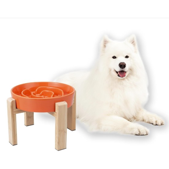 Anti-Slinging Bowl Dog Ceramic Dog Bowl Raised - Anti Sling Bowl Dog with Non-Slip Bamboo Stand - Feeding Bowl Dog for Medium and Large Dogs - Feeding Bowl Dog Slow Eating - Grey - 22.5 cm Anti-Slinging Bowl Dog Ceramic Dog Bowl Raised - Anti Sling Bowl Dog with Non-Slip Bamboo Stand - Feeding Bowl Dog for Medium and Large Dogs - Feeding Bowl Dog Slow Eating - Grey - 22.5 cm