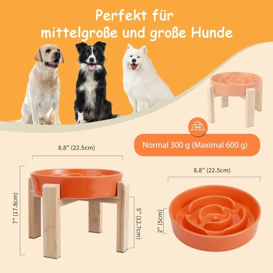 Anti-Slinging Bowl Dog Ceramic Dog Bowl Raised - Anti Sling Bowl Dog with Non-Slip Bamboo Stand - Feeding Bowl Dog for Medium and Large Dogs - Feeding Bowl Dog Slow Eating - Grey - 22.5 cm Anti-Slinging Bowl Dog Ceramic Dog Bowl Raised - Anti Sling Bowl Dog with Non-Slip Bamboo Stand - Feeding Bowl Dog for Medium and Large Dogs - Feeding Bowl Dog Slow Eating - Grey - 22.5 cm