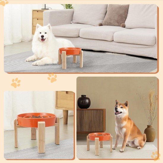 Anti-Slinging Bowl Dog Ceramic Dog Bowl Raised - Anti Sling Bowl Dog with Non-Slip Bamboo Stand - Feeding Bowl Dog for Medium and Large Dogs - Feeding Bowl Dog Slow Eating - Grey - 22.5 cm Anti-Slinging Bowl Dog Ceramic Dog Bowl Raised - Anti Sling Bowl Dog with Non-Slip Bamboo Stand - Feeding Bowl Dog for Medium and Large Dogs - Feeding Bowl Dog Slow Eating - Grey - 22.5 cm