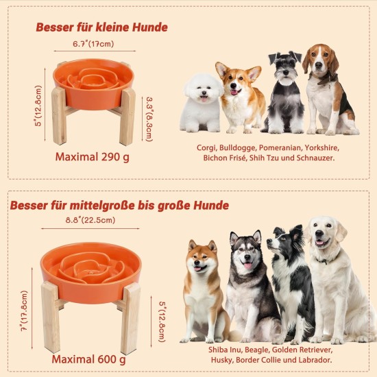 Anti-Slinging Bowl Dog Ceramic Dog Bowl Raised - Anti Sling Bowl Dog with Non-Slip Bamboo Stand - Feeding Bowl Dog for Medium and Large Dogs - Feeding Bowl Dog Slow Eating - Grey - 22.5 cm Anti-Slinging Bowl Dog Ceramic Dog Bowl Raised - Anti Sling Bowl Dog with Non-Slip Bamboo Stand - Feeding Bowl Dog for Medium and Large Dogs - Feeding Bowl Dog Slow Eating - Grey - 22.5 cm