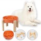 Anti-Slinging Bowl Dog Ceramic Dog Bowl Raised - Anti Sling Bowl Dog with Non-Slip Bamboo Stand - Feeding Bowl Dog for Medium and Large Dogs - Feeding Bowl Dog Slow Eating - Grey - 22.5 cm