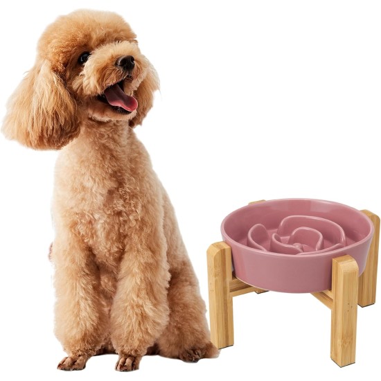Anti-Slinging Bowl Dog Ceramic Dog Bowl Raised - Anti Sling Bowl Dog with Non-Slip Bamboo Stand - Feeding Bowl Dog for Medium and Large Dogs - Feeding Bowl Dog Slow Eating - Grey - 22.5 cm Anti-Slinging Bowl Dog Ceramic Dog Bowl Raised - Anti Sling Bowl Dog with Non-Slip Bamboo Stand - Feeding Bowl Dog for Medium and Large Dogs - Feeding Bowl Dog Slow Eating - Grey - 22.5 cm