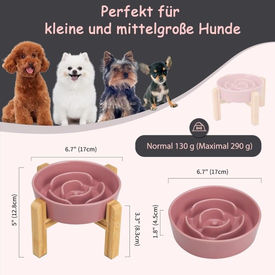 Anti-Slinging Bowl Dog Ceramic Dog Bowl Raised - Anti Sling Bowl Dog with Non-Slip Bamboo Stand - Feeding Bowl Dog for Medium and Large Dogs - Feeding Bowl Dog Slow Eating - Grey - 22.5 cm Anti-Slinging Bowl Dog Ceramic Dog Bowl Raised - Anti Sling Bowl Dog with Non-Slip Bamboo Stand - Feeding Bowl Dog for Medium and Large Dogs - Feeding Bowl Dog Slow Eating - Grey - 22.5 cm