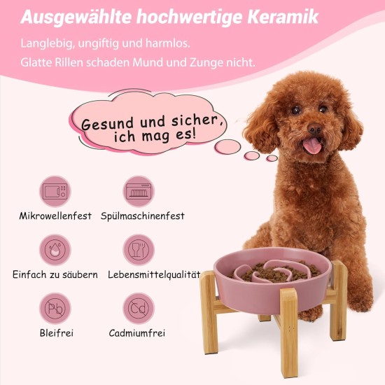 Anti-Slinging Bowl Dog Ceramic Dog Bowl Raised - Anti Sling Bowl Dog with Non-Slip Bamboo Stand - Feeding Bowl Dog for Medium and Large Dogs - Feeding Bowl Dog Slow Eating - Grey - 22.5 cm Anti-Slinging Bowl Dog Ceramic Dog Bowl Raised - Anti Sling Bowl Dog with Non-Slip Bamboo Stand - Feeding Bowl Dog for Medium and Large Dogs - Feeding Bowl Dog Slow Eating - Grey - 22.5 cm
