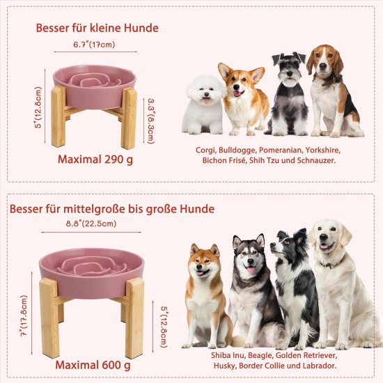 Anti-Slinging Bowl Dog Ceramic Dog Bowl Raised - Anti Sling Bowl Dog with Non-Slip Bamboo Stand - Feeding Bowl Dog for Medium and Large Dogs - Feeding Bowl Dog Slow Eating - Grey - 22.5 cm Anti-Slinging Bowl Dog Ceramic Dog Bowl Raised - Anti Sling Bowl Dog with Non-Slip Bamboo Stand - Feeding Bowl Dog for Medium and Large Dogs - Feeding Bowl Dog Slow Eating - Grey - 22.5 cm