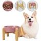 Anti-Slinging Bowl Dog Ceramic Dog Bowl Raised - Anti Sling Bowl Dog with Non-Slip Bamboo Stand - Feeding Bowl Dog for Medium and Large Dogs - Feeding Bowl Dog Slow Eating - Grey - 22.5 cm