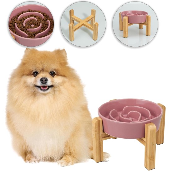 Anti-Slinging Bowl Dog Ceramic Dog Bowl Raised - Anti Sling Bowl Dog with Non-Slip Bamboo Stand - Feeding Bowl Dog for Medium and Large Dogs - Feeding Bowl Dog Slow Eating - Grey - 22.5 cm Anti-Slinging Bowl Dog Ceramic Dog Bowl Raised - Anti Sling Bowl Dog with Non-Slip Bamboo Stand - Feeding Bowl Dog for Medium and Large Dogs - Feeding Bowl Dog Slow Eating - Grey - 22.5 cm