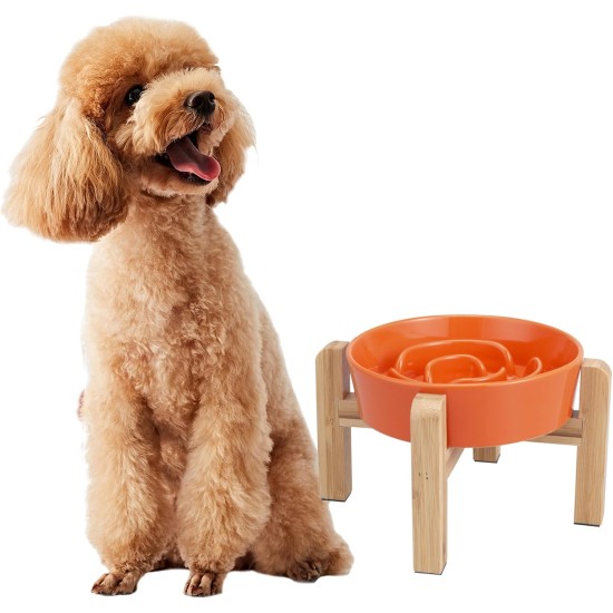 Anti-Slinging Bowl Dog Ceramic Dog Bowl Raised - Anti Sling Bowl Dog with Non-Slip Bamboo Stand - Feeding Bowl Dog for Medium and Large Dogs - Feeding Bowl Dog Slow Eating - Grey - 22.5 cm Anti-Slinging Bowl Dog Ceramic Dog Bowl Raised - Anti Sling Bowl Dog with Non-Slip Bamboo Stand - Feeding Bowl Dog for Medium and Large Dogs - Feeding Bowl Dog Slow Eating - Grey - 22.5 cm
