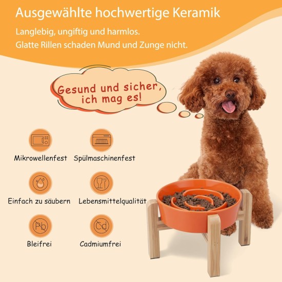 Anti-Slinging Bowl Dog Ceramic Dog Bowl Raised - Anti Sling Bowl Dog with Non-Slip Bamboo Stand - Feeding Bowl Dog for Medium and Large Dogs - Feeding Bowl Dog Slow Eating - Grey - 22.5 cm Anti-Slinging Bowl Dog Ceramic Dog Bowl Raised - Anti Sling Bowl Dog with Non-Slip Bamboo Stand - Feeding Bowl Dog for Medium and Large Dogs - Feeding Bowl Dog Slow Eating - Grey - 22.5 cm