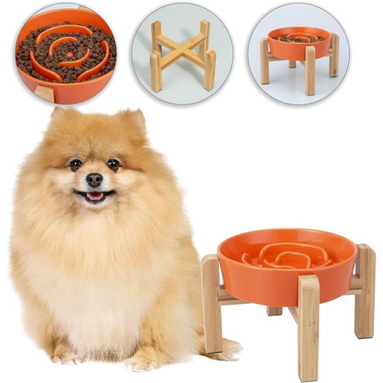Anti-Slinging Bowl Dog Ceramic Dog Bowl Raised - Anti Sling Bowl Dog with Non-Slip Bamboo Stand - Feeding Bowl Dog for Medium and Large Dogs - Feeding Bowl Dog Slow Eating - Grey - 22.5 cm Anti-Slinging Bowl Dog Ceramic Dog Bowl Raised - Anti Sling Bowl Dog with Non-Slip Bamboo Stand - Feeding Bowl Dog for Medium and Large Dogs - Feeding Bowl Dog Slow Eating - Grey - 22.5 cm