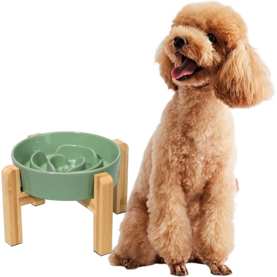 Anti-Slinging Bowl Dog Ceramic Dog Bowl Raised - Anti Sling Bowl Dog with Non-Slip Bamboo Stand - Feeding Bowl Dog for Medium and Large Dogs - Feeding Bowl Dog Slow Eating - Grey - 22.5 cm Anti-Slinging Bowl Dog Ceramic Dog Bowl Raised - Anti Sling Bowl Dog with Non-Slip Bamboo Stand - Feeding Bowl Dog for Medium and Large Dogs - Feeding Bowl Dog Slow Eating - Grey - 22.5 cm