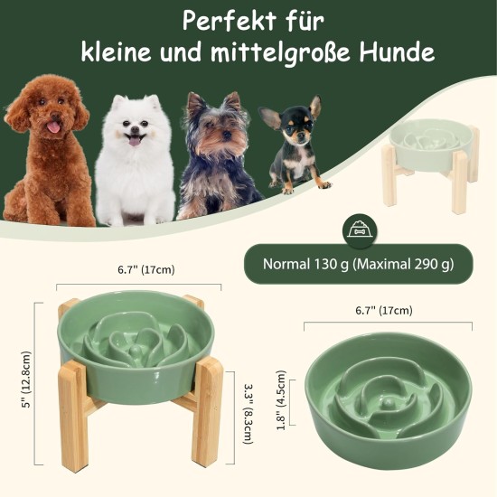 Anti-Slinging Bowl Dog Ceramic Dog Bowl Raised - Anti Sling Bowl Dog with Non-Slip Bamboo Stand - Feeding Bowl Dog for Medium and Large Dogs - Feeding Bowl Dog Slow Eating - Grey - 22.5 cm Anti-Slinging Bowl Dog Ceramic Dog Bowl Raised - Anti Sling Bowl Dog with Non-Slip Bamboo Stand - Feeding Bowl Dog for Medium and Large Dogs - Feeding Bowl Dog Slow Eating - Grey - 22.5 cm
