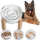 Anti-Slinging Bowl Dog Ceramic Dog Bowl Raised - Anti Sling Bowl Dog with Non-Slip Bamboo Stand - Feeding Bowl Dog for Medium and Large Dogs - Feeding Bowl Dog Slow Eating - Grey - 22.5 cm