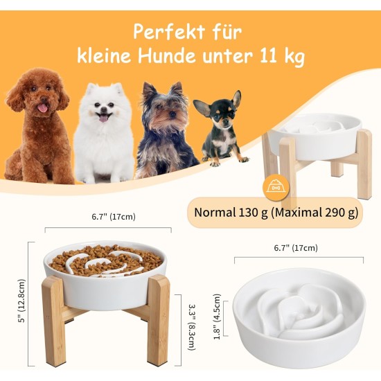 Anti-Slinging Bowl Dog Ceramic Dog Bowl Raised - Anti Sling Bowl Dog with Non-Slip Bamboo Stand - Feeding Bowl Dog for Medium and Large Dogs - Feeding Bowl Dog Slow Eating - Grey - 22.5 cm Anti-Slinging Bowl Dog Ceramic Dog Bowl Raised - Anti Sling Bowl Dog with Non-Slip Bamboo Stand - Feeding Bowl Dog for Medium and Large Dogs - Feeding Bowl Dog Slow Eating - Grey - 22.5 cm