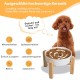 Anti-Slinging Bowl Dog Ceramic Dog Bowl Raised - Anti Sling Bowl Dog with Non-Slip Bamboo Stand - Feeding Bowl Dog for Medium and Large Dogs - Feeding Bowl Dog Slow Eating - Grey - 22.5 cm
