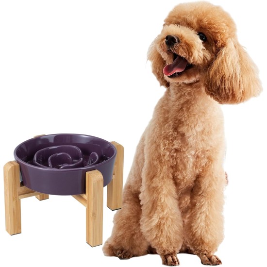 Anti-Slinging Bowl Dog Ceramic Dog Bowl Raised - Anti Sling Bowl Dog with Non-Slip Bamboo Stand - Feeding Bowl Dog for Medium and Large Dogs - Feeding Bowl Dog Slow Eating - Grey - 22.5 cm Anti-Slinging Bowl Dog Ceramic Dog Bowl Raised - Anti Sling Bowl Dog with Non-Slip Bamboo Stand - Feeding Bowl Dog for Medium and Large Dogs - Feeding Bowl Dog Slow Eating - Grey - 22.5 cm