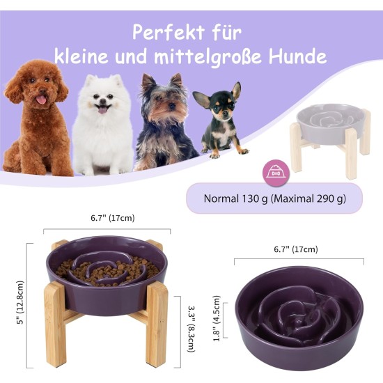 Anti-Slinging Bowl Dog Ceramic Dog Bowl Raised - Anti Sling Bowl Dog with Non-Slip Bamboo Stand - Feeding Bowl Dog for Medium and Large Dogs - Feeding Bowl Dog Slow Eating - Grey - 22.5 cm Anti-Slinging Bowl Dog Ceramic Dog Bowl Raised - Anti Sling Bowl Dog with Non-Slip Bamboo Stand - Feeding Bowl Dog for Medium and Large Dogs - Feeding Bowl Dog Slow Eating - Grey - 22.5 cm