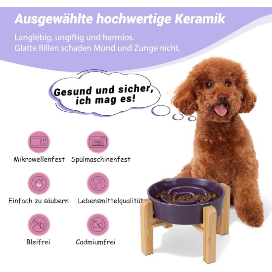 Anti-Slinging Bowl Dog Ceramic Dog Bowl Raised - Anti Sling Bowl Dog with Non-Slip Bamboo Stand - Feeding Bowl Dog for Medium and Large Dogs - Feeding Bowl Dog Slow Eating - Grey - 22.5 cm Anti-Slinging Bowl Dog Ceramic Dog Bowl Raised - Anti Sling Bowl Dog with Non-Slip Bamboo Stand - Feeding Bowl Dog for Medium and Large Dogs - Feeding Bowl Dog Slow Eating - Grey - 22.5 cm