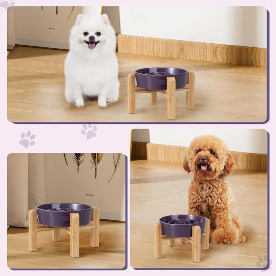 Anti-Slinging Bowl Dog Ceramic Dog Bowl Raised - Anti Sling Bowl Dog with Non-Slip Bamboo Stand - Feeding Bowl Dog for Medium and Large Dogs - Feeding Bowl Dog Slow Eating - Grey - 22.5 cm Anti-Slinging Bowl Dog Ceramic Dog Bowl Raised - Anti Sling Bowl Dog with Non-Slip Bamboo Stand - Feeding Bowl Dog for Medium and Large Dogs - Feeding Bowl Dog Slow Eating - Grey - 22.5 cm