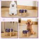 Anti-Slinging Bowl Dog Ceramic Dog Bowl Raised - Anti Sling Bowl Dog with Non-Slip Bamboo Stand - Feeding Bowl Dog for Medium and Large Dogs - Feeding Bowl Dog Slow Eating - Grey - 22.5 cm