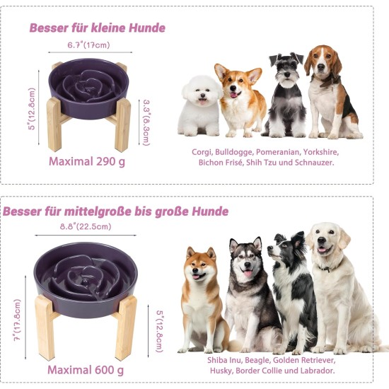 Anti-Slinging Bowl Dog Ceramic Dog Bowl Raised - Anti Sling Bowl Dog with Non-Slip Bamboo Stand - Feeding Bowl Dog for Medium and Large Dogs - Feeding Bowl Dog Slow Eating - Grey - 22.5 cm Anti-Slinging Bowl Dog Ceramic Dog Bowl Raised - Anti Sling Bowl Dog with Non-Slip Bamboo Stand - Feeding Bowl Dog for Medium and Large Dogs - Feeding Bowl Dog Slow Eating - Grey - 22.5 cm