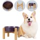 Anti-Slinging Bowl Dog Ceramic Dog Bowl Raised - Anti Sling Bowl Dog with Non-Slip Bamboo Stand - Feeding Bowl Dog for Medium and Large Dogs - Feeding Bowl Dog Slow Eating - Grey - 22.5 cm