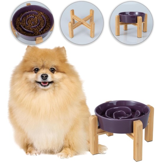 Anti-Slinging Bowl Dog Ceramic Dog Bowl Raised - Anti Sling Bowl Dog with Non-Slip Bamboo Stand - Feeding Bowl Dog for Medium and Large Dogs - Feeding Bowl Dog Slow Eating - Grey - 22.5 cm Anti-Slinging Bowl Dog Ceramic Dog Bowl Raised - Anti Sling Bowl Dog with Non-Slip Bamboo Stand - Feeding Bowl Dog for Medium and Large Dogs - Feeding Bowl Dog Slow Eating - Grey - 22.5 cm