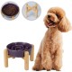 Anti-Slinging Bowl Dog Ceramic Dog Bowl Raised - Anti Sling Bowl Dog with Non-Slip Bamboo Stand - Feeding Bowl Dog for Medium and Large Dogs - Feeding Bowl Dog Slow Eating - Grey - 22.5 cm