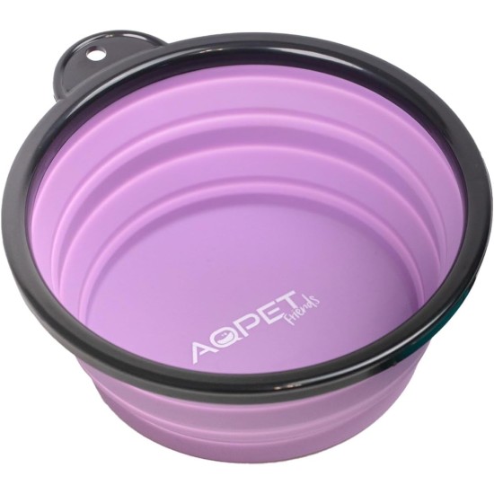 Aqpet Silicone Collapsible Travel Bowl with Carabiner for Dogs and Cats Capacity 750ml Aqpet Silicone Collapsible Travel Bowl with Carabiner for Dogs and Cats Capacity 750ml
