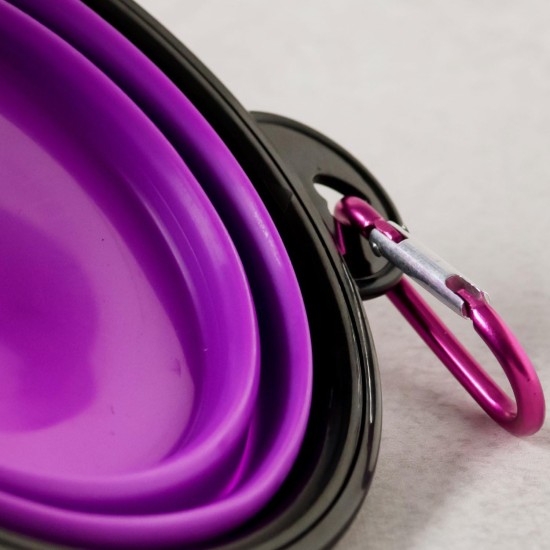 Aqpet Silicone Collapsible Travel Bowl with Carabiner for Dogs and Cats Capacity 750ml Aqpet Silicone Collapsible Travel Bowl with Carabiner for Dogs and Cats Capacity 750ml