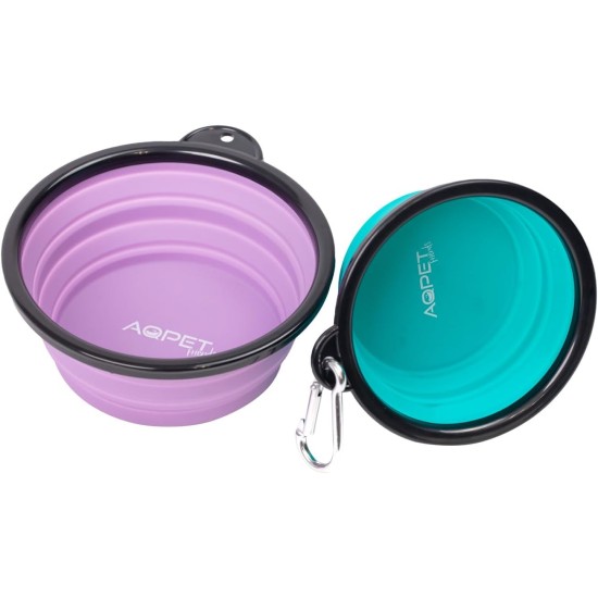 Aqpet Silicone Collapsible Travel Bowl with Carabiner for Dogs and Cats Capacity 750ml Aqpet Silicone Collapsible Travel Bowl with Carabiner for Dogs and Cats Capacity 750ml