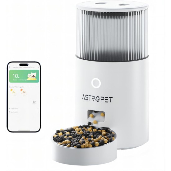 AstroPet Automatic Feeder for Cats and Dogs, 2.5 L Cat Food, Automatic Feeder, 1-10 Meals per Day, up to 15 Days, Stainless Steel Bowl, App Control AstroPet Automatic Feeder for Cats and Dogs, 2.5 L Cat Food, Automatic Feeder, 1-10 Meals per Day, up to 15 Days, Stainless Steel Bowl, App Control