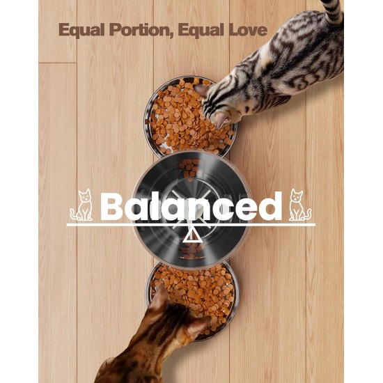 Automatic Cat Feeder, 2 Bowls, Cat Food, Automatic, Stainless Steel Feeder, Cat Feeder, Programmable Timer, 5 L Dog Feeder, Dry Food Dispenser, Two Power Sources, for Small/Medium Pets Automatic Cat Feeder, 2 Bowls, Cat Food, Automatic, Stainless Steel Feeder, Cat Feeder, Programmable Timer, 5 L Dog Feeder, Dry Food Dispenser, Two Power Sources, for Small/Medium Pets