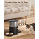Automatic Cat Feeder, 2 Bowls, Cat Food, Automatic, Stainless Steel Feeder, Cat Feeder, Programmable Timer, 5 L Dog Feeder, Dry Food Dispenser, Two Power Sources, for Small/Medium Pets