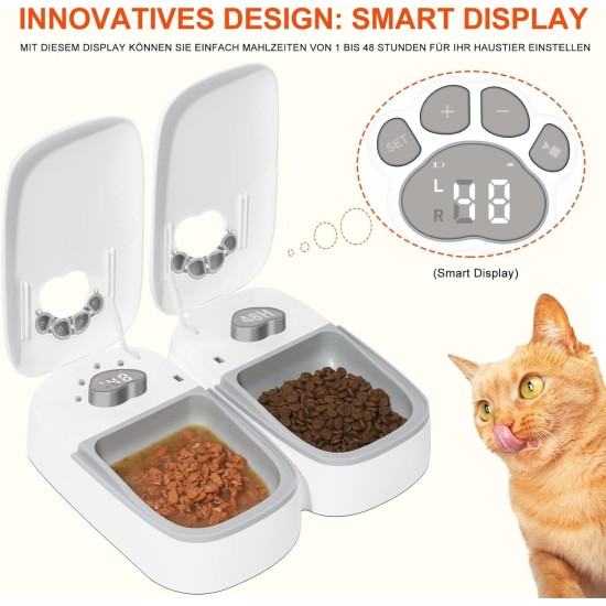 Automatic Cat Feeder, Two Meal Automatic Feeder for Dogs and Cats, Display Controlled 48-Hour Timer Feeder, Automatic Feeding with Dry or (Feeder F7) Automatic Cat Feeder, Two Meal Automatic Feeder for Dogs and Cats, Display Controlled 48-Hour Timer Feeder, Automatic Feeding with Dry or (Feeder F7)