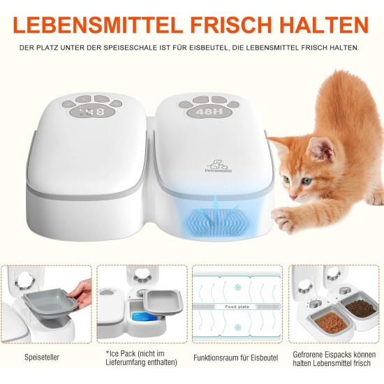 Automatic Cat Feeder, Two Meal Automatic Feeder for Dogs and Cats, Display Controlled 48-Hour Timer Feeder, Automatic Feeding with Dry or (Feeder F7) Automatic Cat Feeder, Two Meal Automatic Feeder for Dogs and Cats, Display Controlled 48-Hour Timer Feeder, Automatic Feeding with Dry or (Feeder F7)