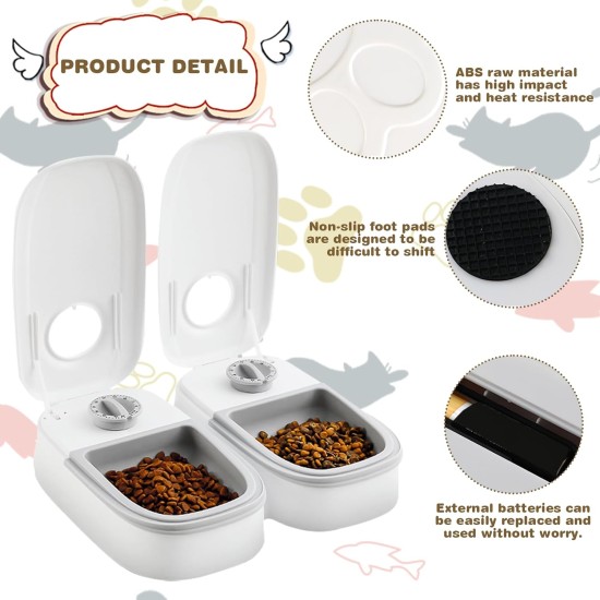 Automatic Cat Feeder for 2 Meals: Two Meal Automatic Feeder with Timer & Non-Slip Mat for Dogs and Cats, Cat Feeder for 2 Meals, Automatic Feeder Cat, Light Grey Automatic Cat Feeder for 2 Meals: Two Meal Automatic Feeder with Timer & Non-Slip Mat for Dogs and Cats, Cat Feeder for 2 Meals, Automatic Feeder Cat, Light Grey