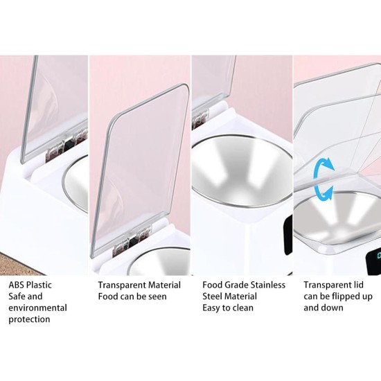 Automatic Cat Food Dispenser, 350 ml, Induction Lid Opening, Pet Feeder, Smart Feed, Automatic Feeder Cat Feeder with Digital Display for Cats and Dogs Automatic Cat Food Dispenser, 350 ml, Induction Lid Opening, Pet Feeder, Smart Feed, Automatic Feeder Cat Feeder with Digital Display for Cats and Dogs