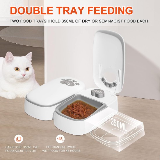 Automatic Cat and Dog Feeder, 2 in 1 Upgraded Chip Timed Dry Pet Food Feeder with Display, 48 Hours Freshness for Semi-Wet Food, Healthier Meal for All Pets Automatic Cat and Dog Feeder, 2 in 1 Upgraded Chip Timed Dry Pet Food Feeder with Display, 48 Hours Freshness for Semi-Wet Food, Healthier Meal for All Pets