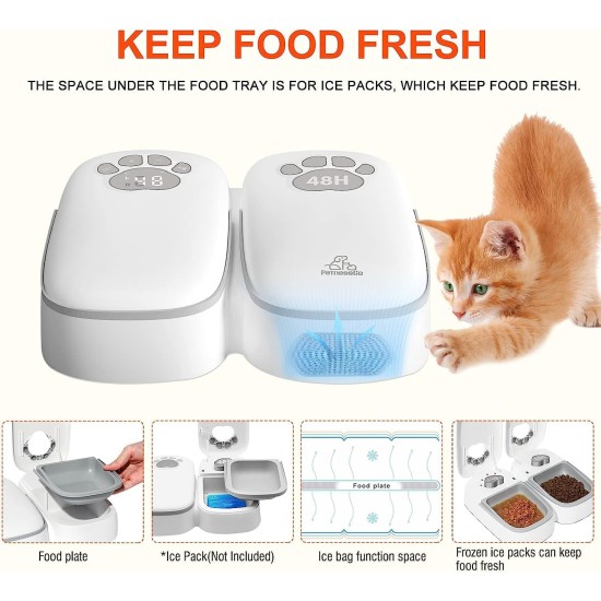 Automatic Cat and Dog Feeder, 2 in 1 Upgraded Chip Timed Dry Pet Food Feeder with Display, 48 Hours Freshness for Semi-Wet Food, Healthier Meal for All Pets Automatic Cat and Dog Feeder, 2 in 1 Upgraded Chip Timed Dry Pet Food Feeder with Display, 48 Hours Freshness for Semi-Wet Food, Healthier Meal for All Pets