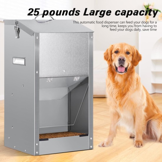 Automatic Dog Feeder, Automatic Dog Feeder for Outdoor Use, Large Breed, 11 kg, Large Capacity, Stainless Steel, Gravity Automatic Pet Feeder for Dogs, Cats Automatic Dog Feeder, Automatic Dog Feeder for Outdoor Use, Large Breed, 11 kg, Large Capacity, Stainless Steel, Gravity Automatic Pet Feeder for Dogs, Cats