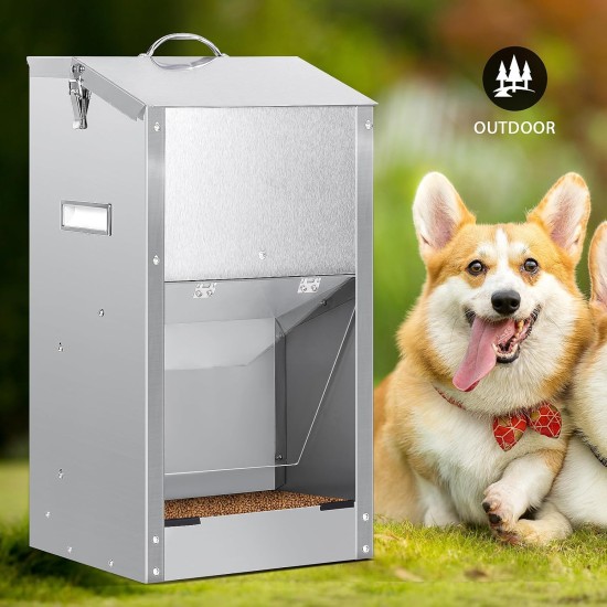 Automatic Dog Feeder, Automatic Dog Feeder for Outdoor Use, Large Breed, 11 kg, Large Capacity, Stainless Steel, Gravity Automatic Pet Feeder for Dogs, Cats Automatic Dog Feeder, Automatic Dog Feeder for Outdoor Use, Large Breed, 11 kg, Large Capacity, Stainless Steel, Gravity Automatic Pet Feeder for Dogs, Cats