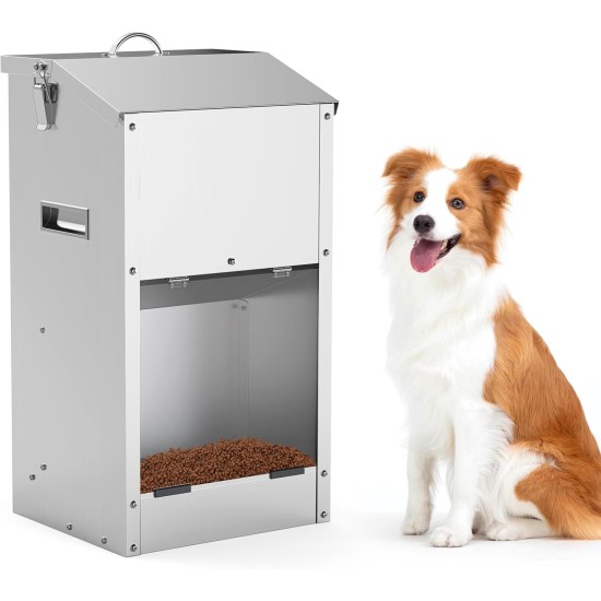Automatic Dog Feeding 25 lbs Large Capacity Stainless Steel Outdoor and Indoor Gravity Dog Food Dispenser Dog Automatic Feeding Trough for Large Dogs Automatic Dog Feeding 25 lbs Large Capacity Stainless Steel Outdoor and Indoor Gravity Dog Food Dispenser Dog Automatic Feeding Trough for Large Dogs
